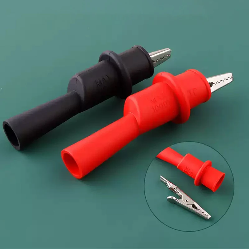 YARUN Multimeter Tester Accessories 2Pcs Red & Black Alligator Clips AC/DC Rated 10A 1000V for Electrical Circuit Testing Repair