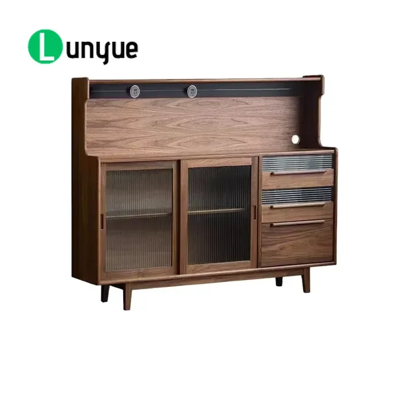 Nordic Modern Wooden Sideboard Simple Dining Room Storage Cabinet Furniture Home Decor Minimalist Design Solid Wood Finish