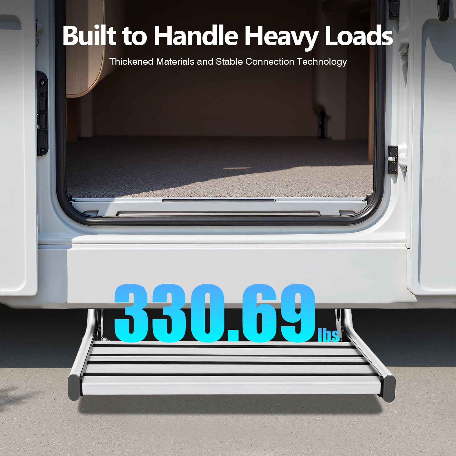 خطوة RV قابلة للطي، خطوة RV يدوية 44 سم مع ضوء LED، تحميل 150 كجم ملحقات قافلة تلسكوبية مضادة للانزلاق