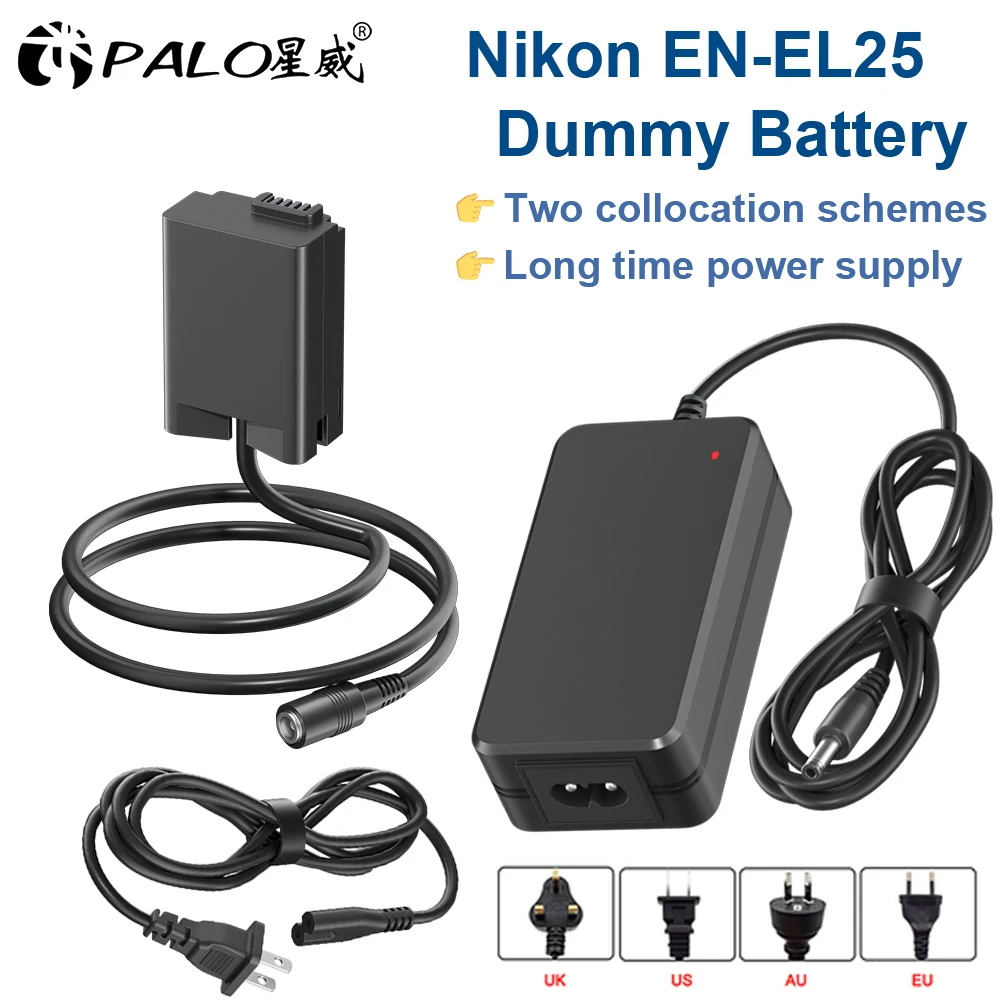 

PALO EN-EL25 EN EL25 Dummy Battery AC Power Supply Adapter DC Coupler kit for Nikon Z30 Z50 ZFC Z 50 Z FC As EL25 ENEL25 EP-5G