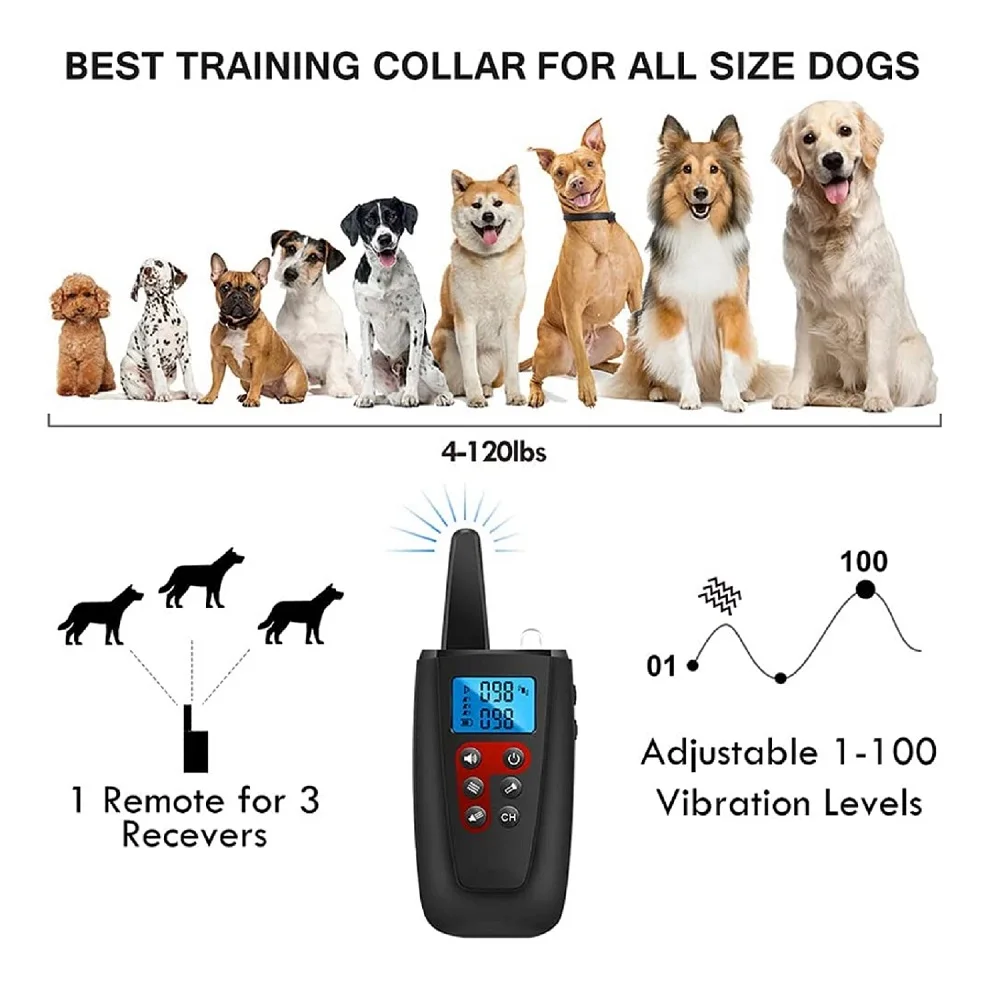 Dog No Shock Collar,Vibrating Dog Collar,3300ft Range,IPX7 Waterproof Remote Dog Training Collar,Sound & Vibration Modes