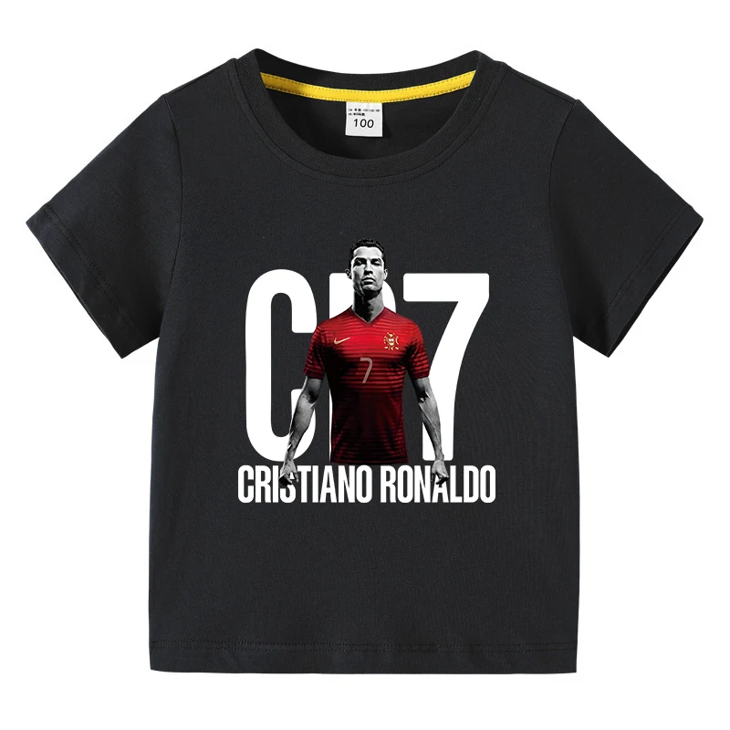 2026 Meistverkauftes Jungen 100% Baumwoll-T-Shirt CR7 Fußball-Print Kurzarm O-Ausschnitt Atmungsaktiv Sommer Lässige Sport-Kinder-Tops Tees – Detail 2