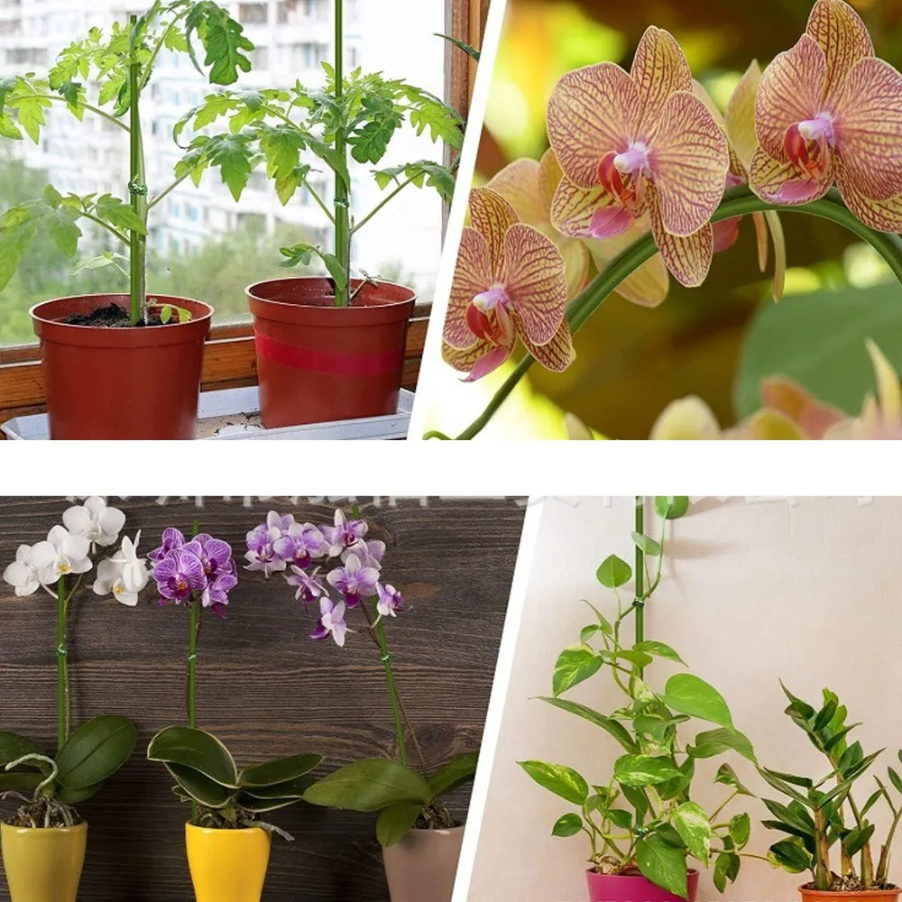 40PCS Bendable Plant Stake Plastic Coated Reusable Plant Support Stick Easy To Use with Orchid Clips and Twist Ties