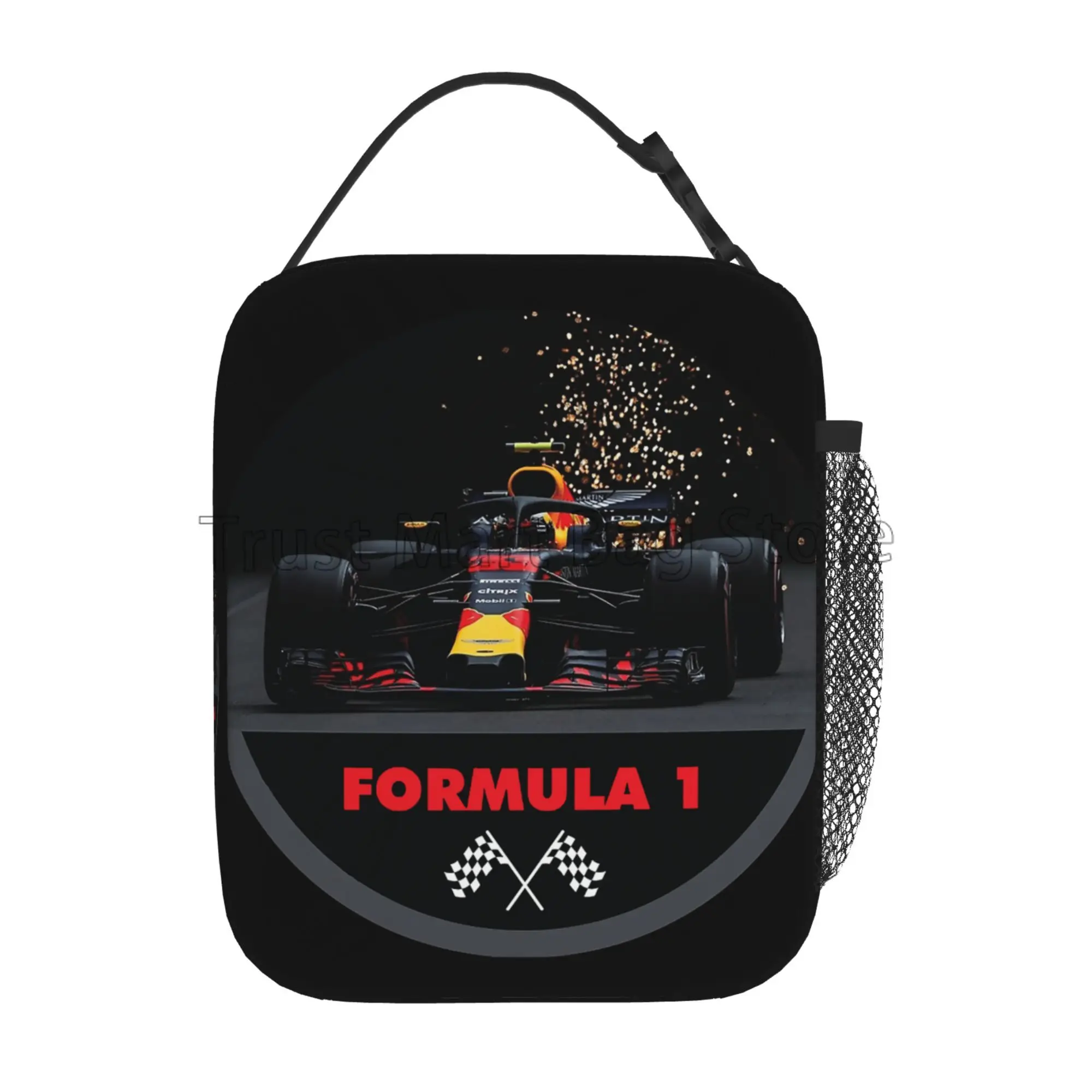 F1 Car Racing Insulated Lunch Bag Portable Reusable Thermal Lunch Box with Zipper for Women Men Picnic Beach Travel Camping