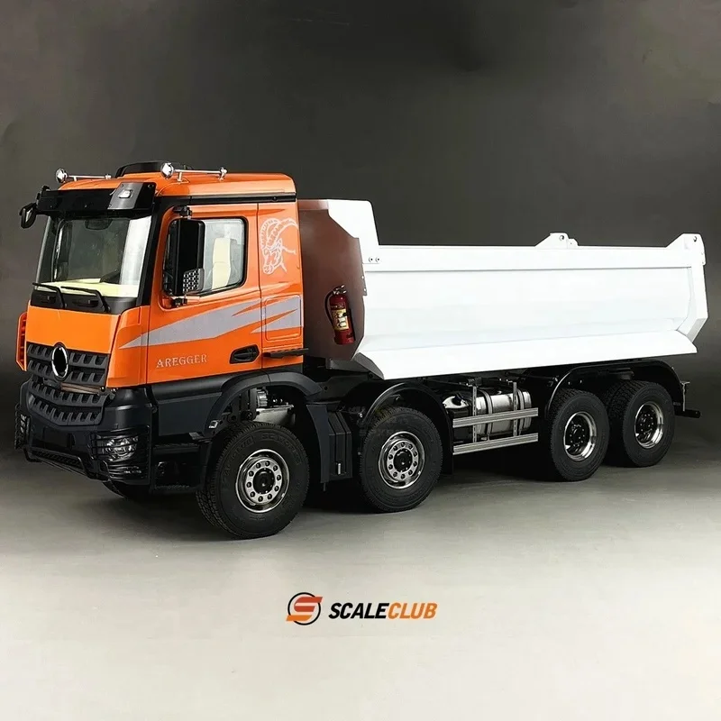 Scaleclub Modello 1/14 Per Mercedes-Benz 8x8 Testa di Fango One-Way Dump Muck Truck RTR Per Tamiya Rc Trailer ribaltabile