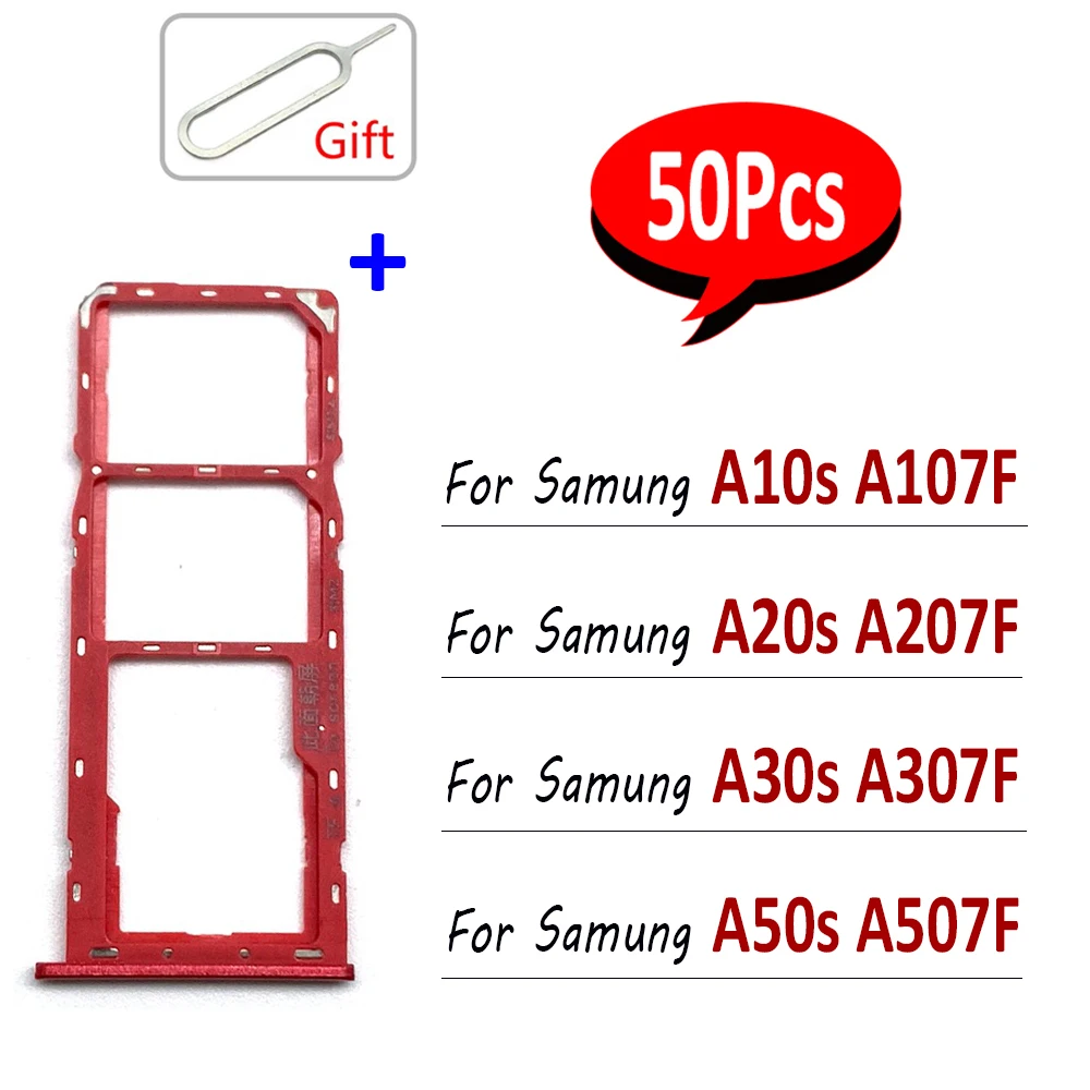 50Pcs，New SIM Card Tray chip slot drawer Holder Adapter Accessories Replacement Parts For Samsung A30S A50S A10S A20S