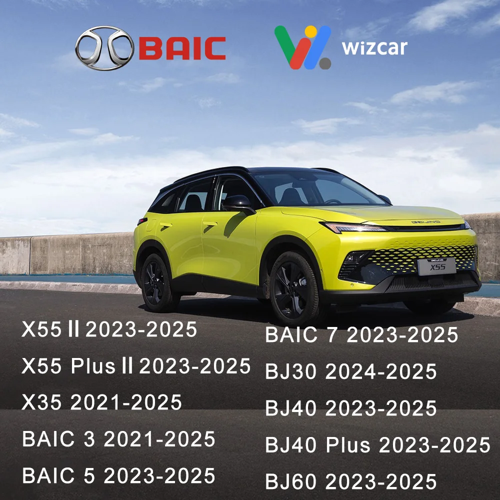 BAIC X55 II X35 Beijing X7 X75 2023-2025 WIZCAR T01 ローカル言語 google waze マップ Spotify 音楽 BAIC 車のためのオリジナルマルチメディアソリューション