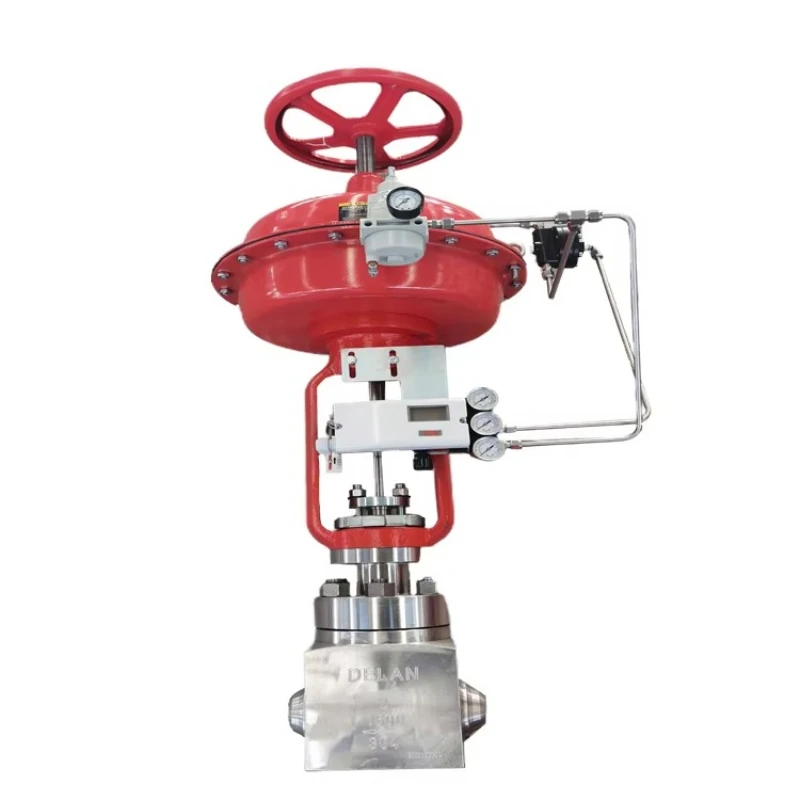 

Пневматический диафрагменный регулирующий клапан с позиционером, односедельный, с рукавным уплотнением