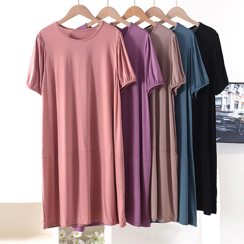 

XL-8XL Plus Size Night Dress Woman New Short Sleeve Modal Sleepwear Women's Nightgowns Loose Comfort Night Wear Nightshirt