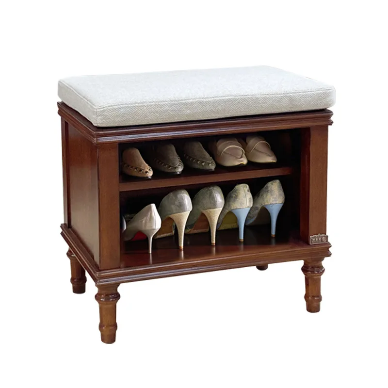 

Ruifuxiang American solid wood shoe changing stool, modern home can sit at the door, wear shoe stool shoe cabinet multi-layer sp
