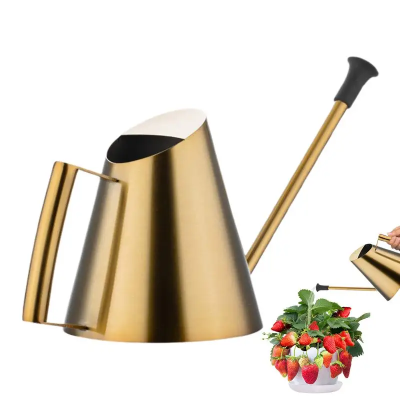 Garden Watering Can Stainless Steel Watering Can 900ML Plant Waterer With Sprinkler End Golden Plant Watering Watering Devices