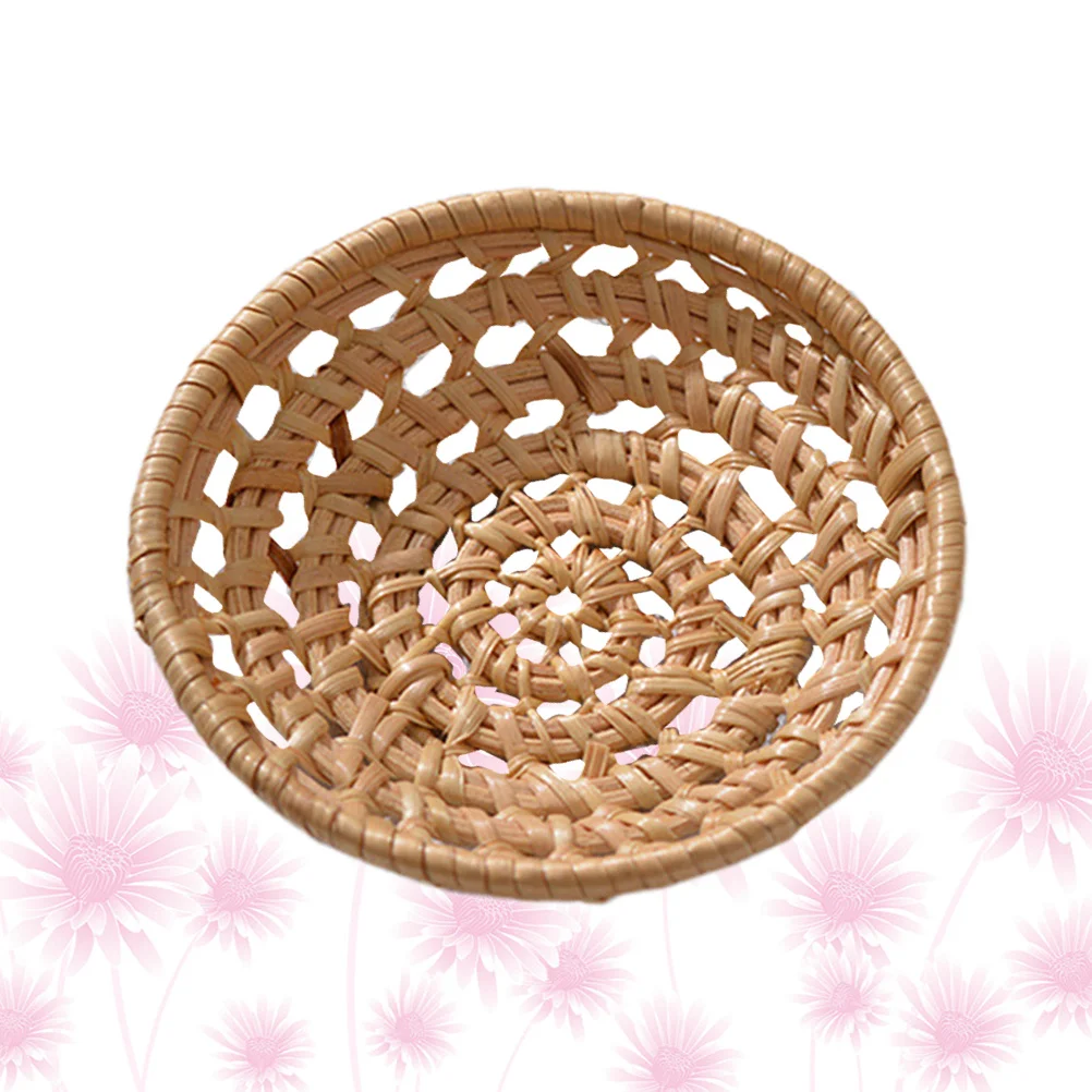 

1pc Woven Storage Light Brown Big Size For Fruit Vegetables Bread Kitchen Bathroom Organizer Rattan Fruit Storage Basket Display