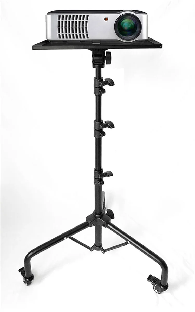 Premium Heavy Duty Rolling Tripod Stand With Wheels Mouse Tray Phone Holder For Laptop Projector