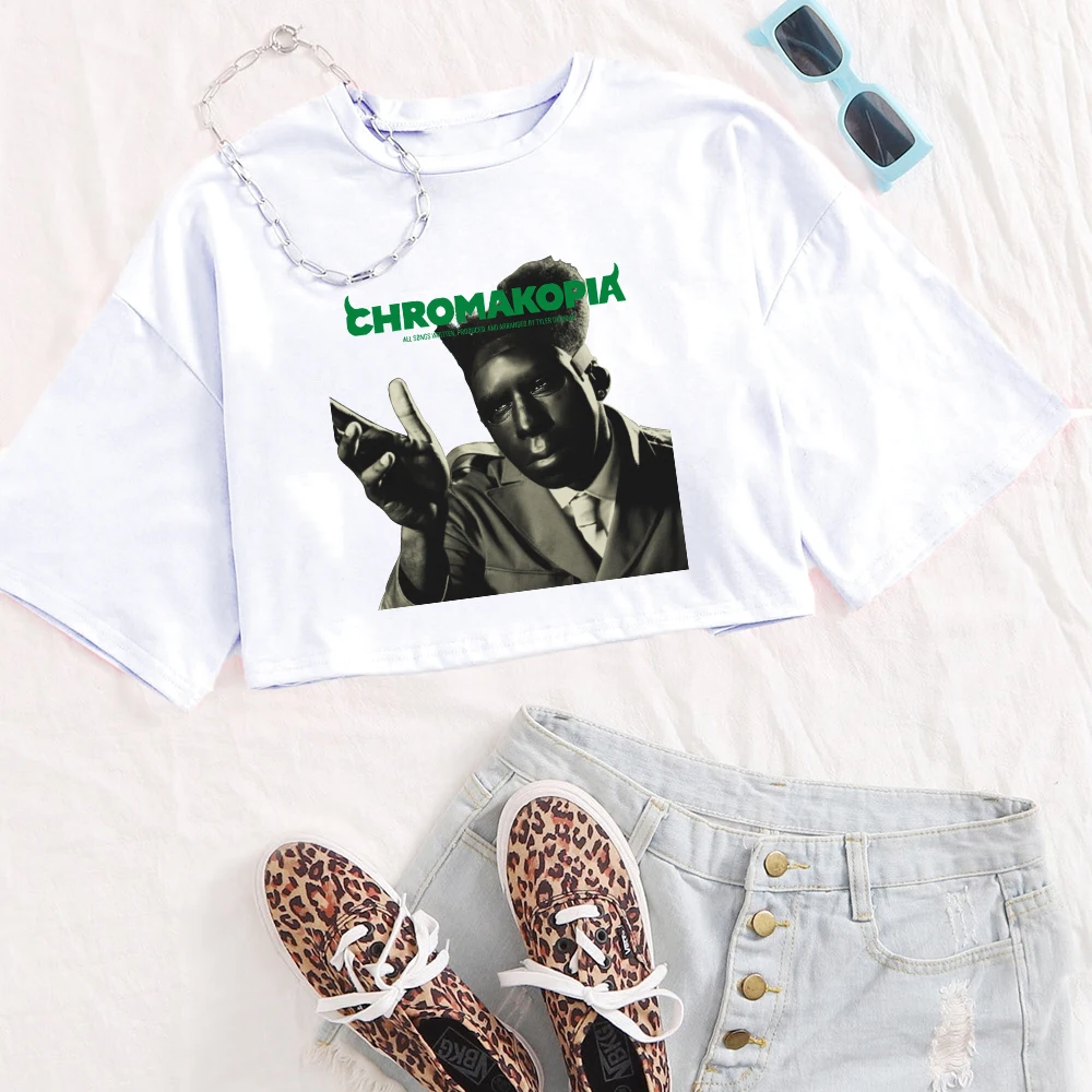 Tyler the Creator CHROMAKOPIA Girls O-Neck Casual Women Crop Shirts