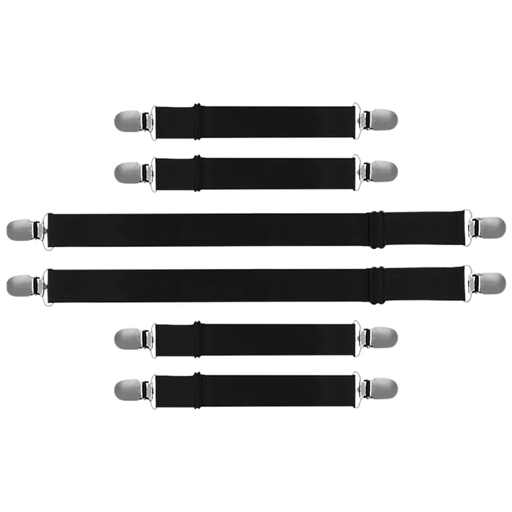 

6Pcs Tablecloth Holder Clips Adjustable Elastic Sheet Fastener Strap Fixator for Table Cover Home Travel Use