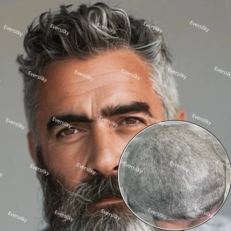 

Natural Hairline 100% Indian Human Hair Wigs For Male Thinness skin full pu Prosthesis hair wig 100% density with invisible kont