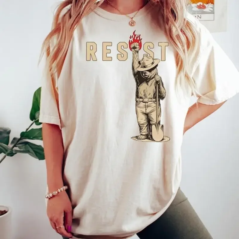 Smokey Bear Resist T Shirt Environmental Activism National Park
