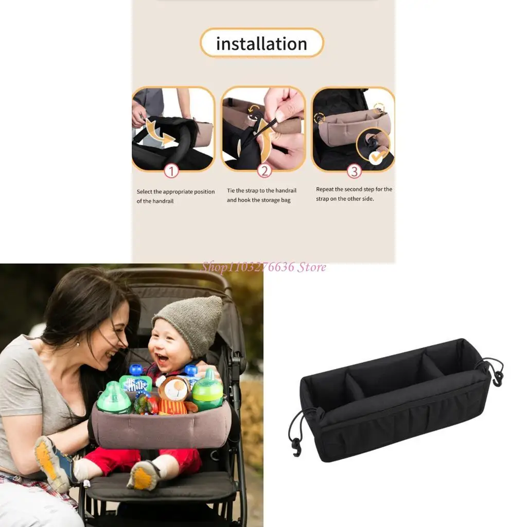 

R6FD Strollers Organiser Hanging Bag Multifunction Storage for Baby Essential Large Capacity Oxford Fabric Easy Installation