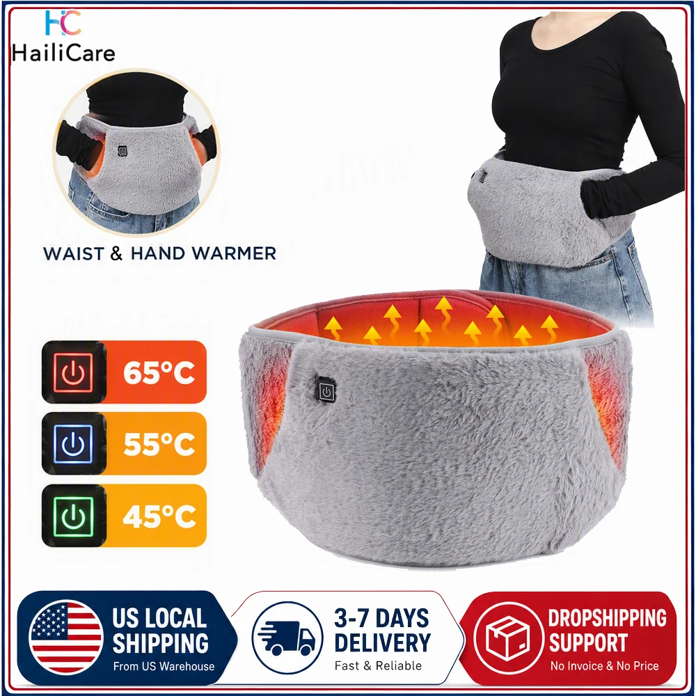 Electric Heating Waist Belt Hand Warmer 3 Levels Hot Compress Abdominal Lumbar Uterus Warming Pad Washable Winter Warmer Heater