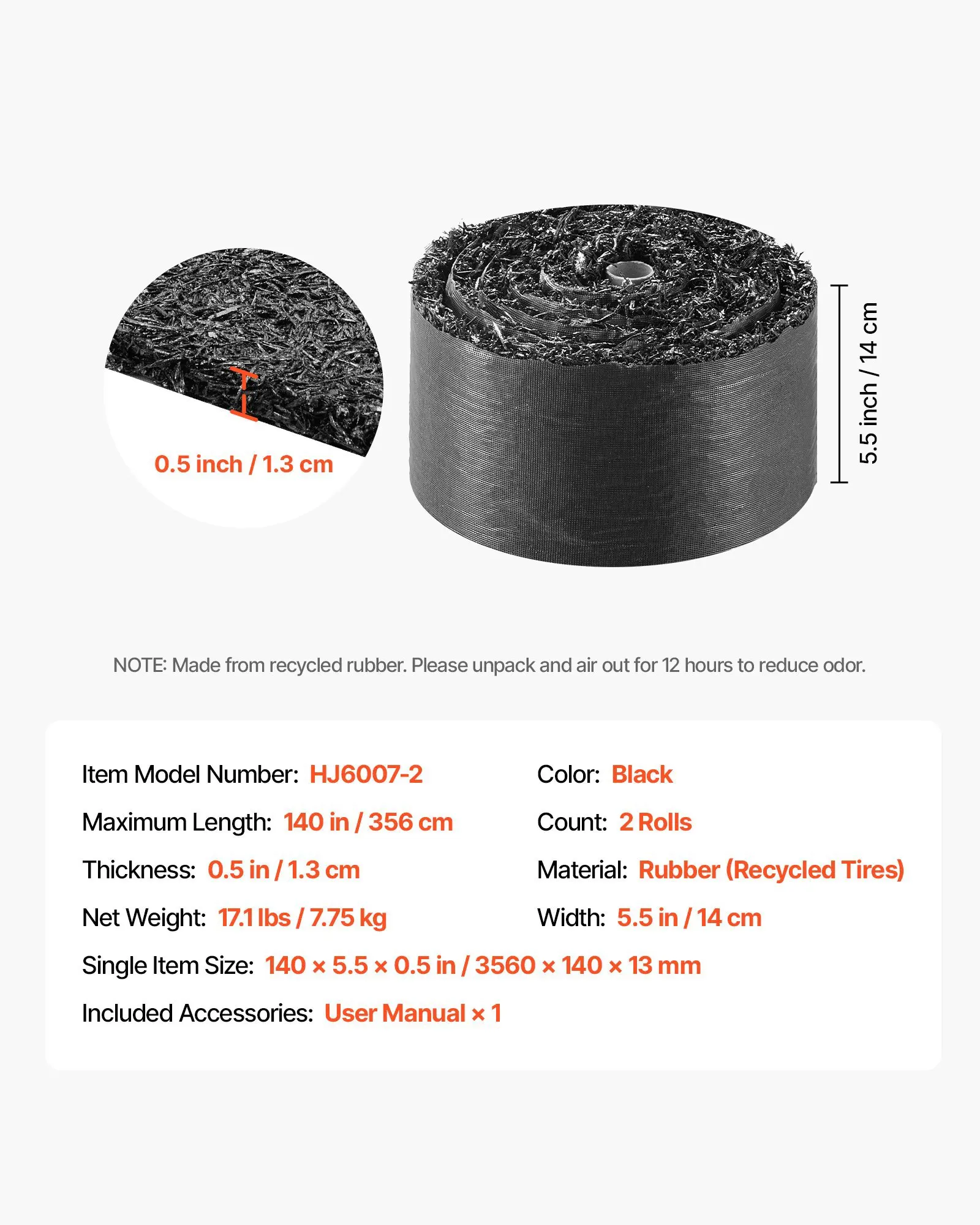 

Рулонный мат из резиновой мульчи, 2 рулона, 140 x 4,5 дюймов, бордюр из переработанной резины для постоянной мульчировки, натуральный вид, защита от сорняков