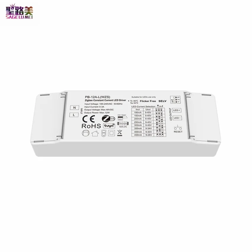 AC110V-220V To 3-24VDC 1CH*(350-700mA) 12W Zigbee 3.0 Constant Current LED Driver 9-45VDC 100-450mA Controller For Lamp Beads