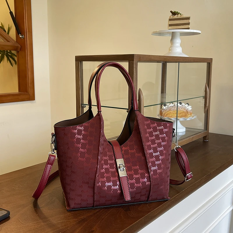 

Simple Casual Shopper Bag Elegant Leather Classic Designer Paris Fashion Large Capacity Solid Color