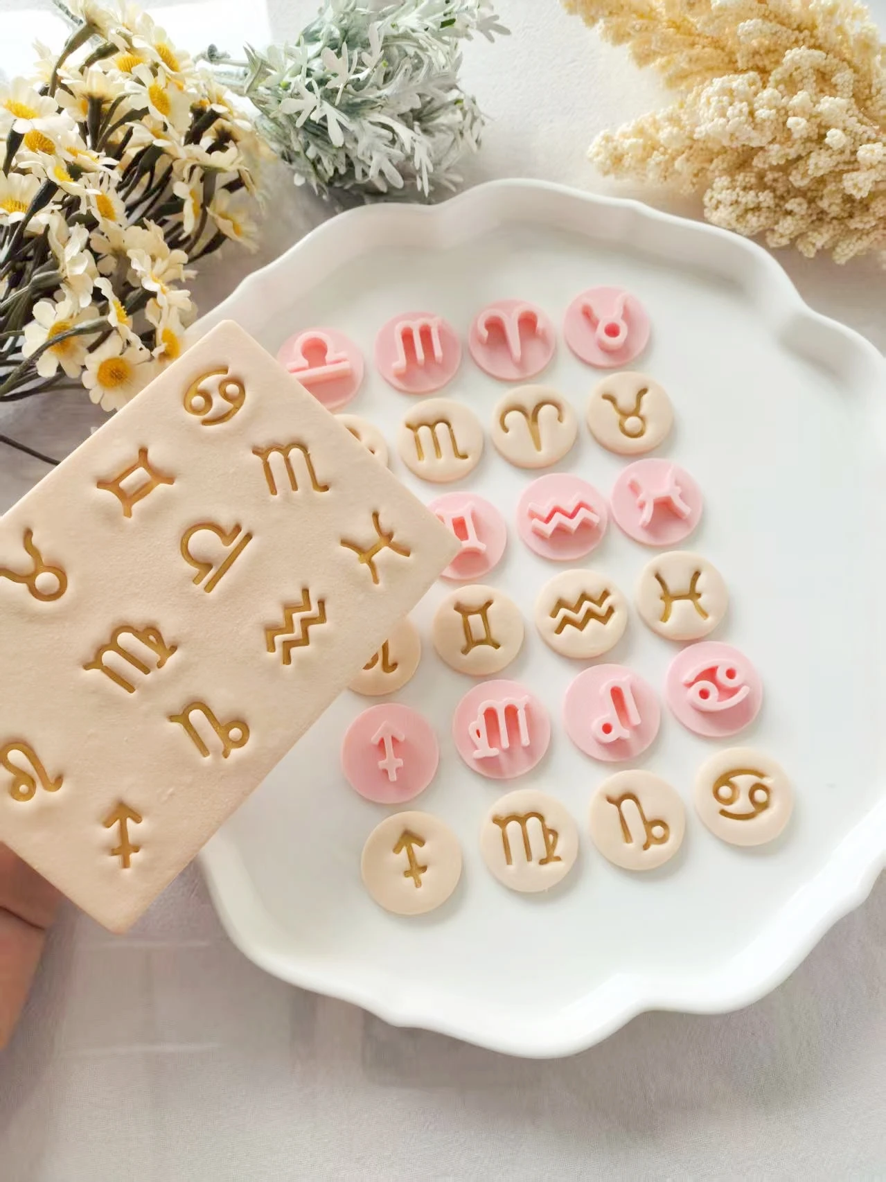 

12pcs Set of 12 Constellation Logo Pattern Series Polymer Clay High-Precision Molds - Easy to DIY 12 Different Constellation Jew
