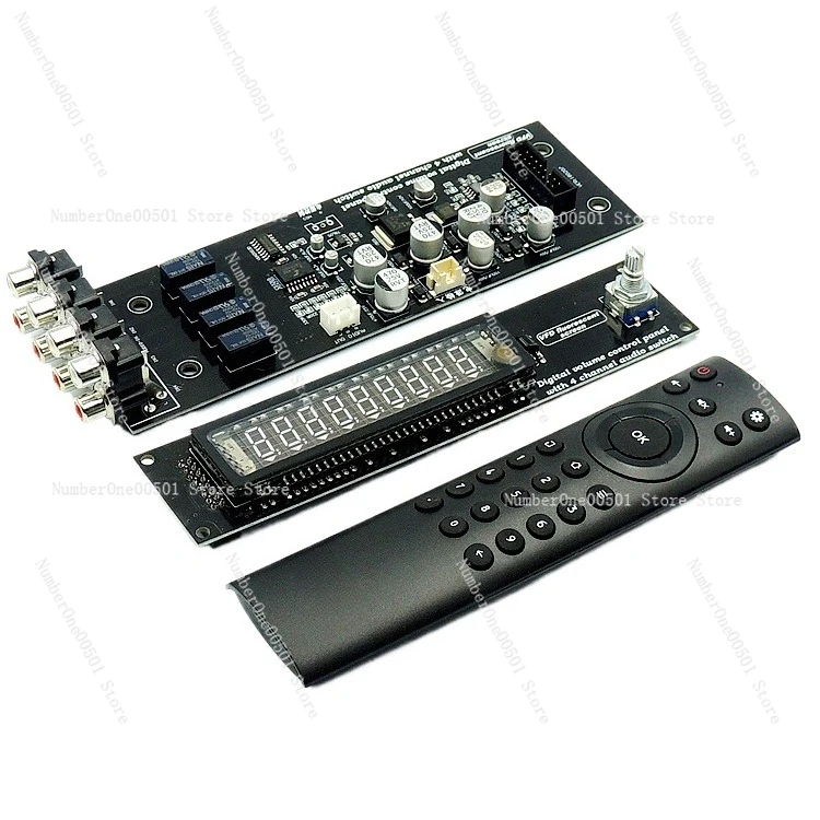 

VFD Display Volume Controller Remote HiFi Preamplifier Board 4 Channel Audio Source Selector for Audiophile Sound System