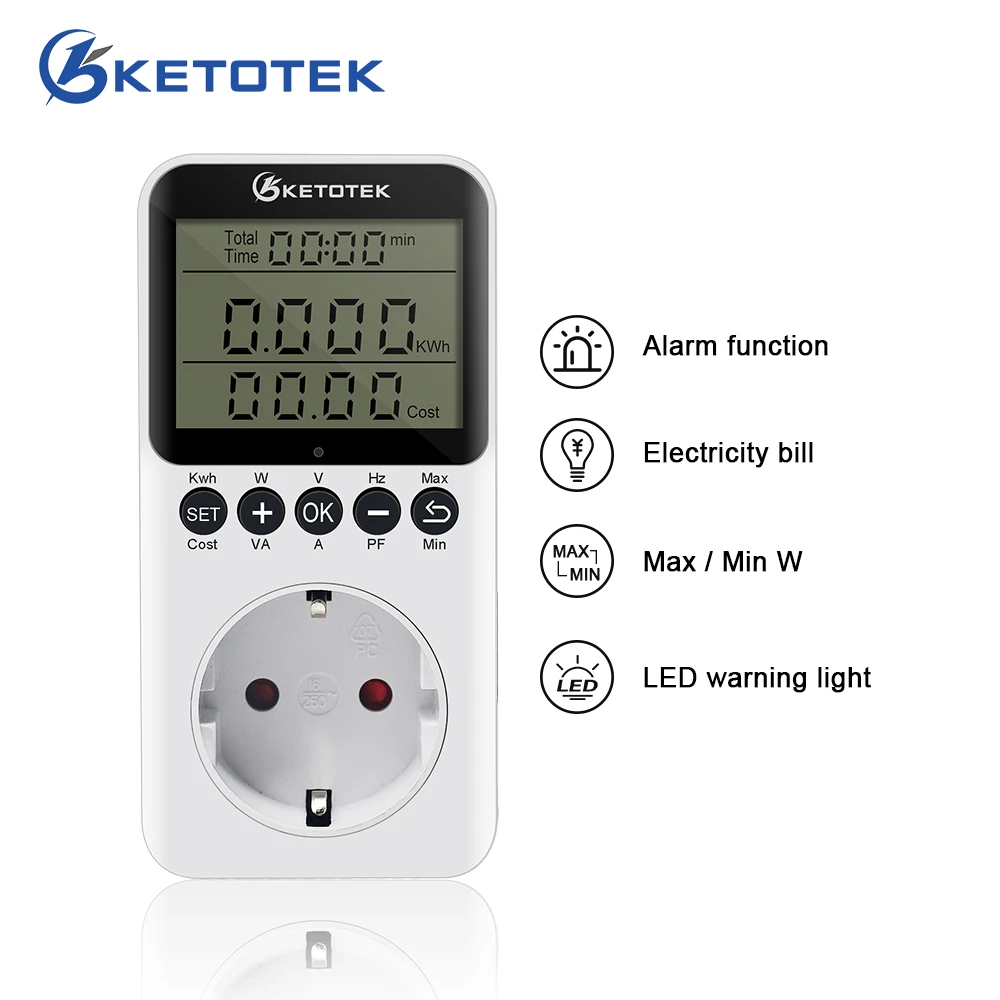 Digital AC Power Meter Wattmeter Socket Consumption Watt Energy Meter KWH EU Plug 220V Electric Analyzer Monitor