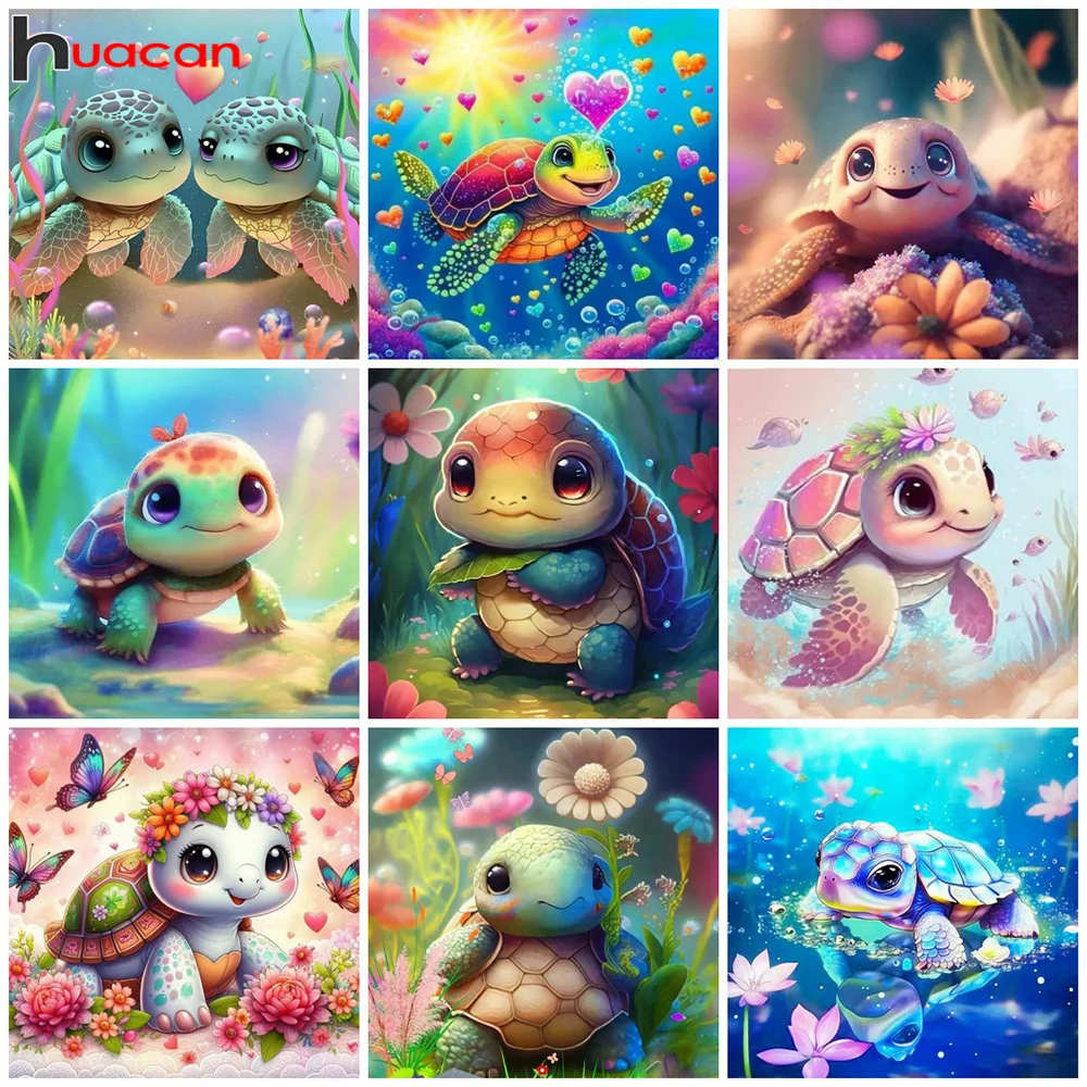 Huacan Diy Diamond Embroidery Animal Tortoise Full 5D Painting Flower Complete Kit Handmade Gift Art Home Decor