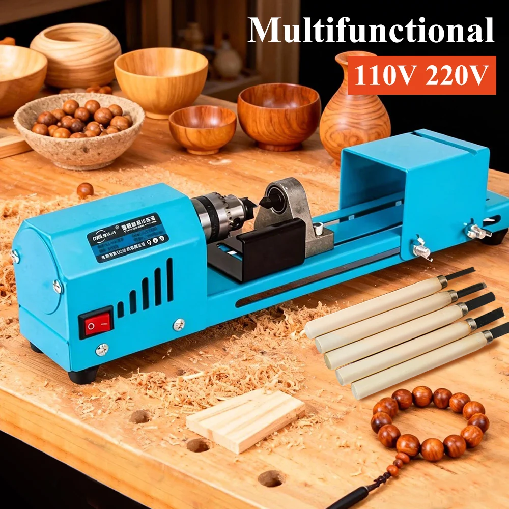 Electric Wood Mini Lathe Machine  i  Beads Grinding Polishing Beading Woodturning Lathe for Craft And DIY Projects