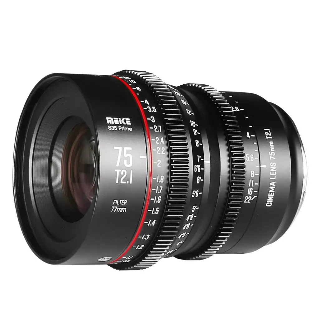 MEKE Meike Prime 75mm T2.1 S35 Frame Cine Lens for Cinema Camera System For RED Komodo BMPCC6K BMPCC6K Pro Z CAM S6 Sony FS5II