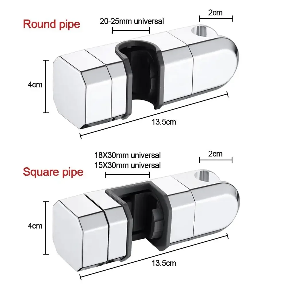 Round Square Pipe Shower Head Holder Rotatable Adjustable Sprayer Fixed Base Replacement Riser Rail Bracket