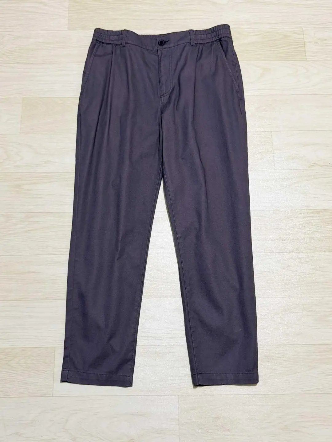 Men's Casual Cotton Trousers Autumn Fashion All-match Slim Fit Tapered Pants Comfortable Loose Style Button Closure