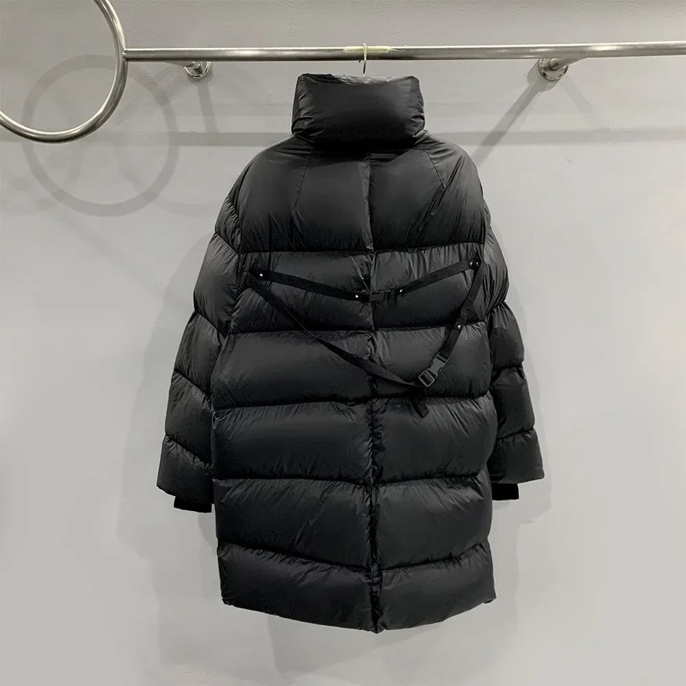 Owens Down Jacket Streetwear Oversized Bib Rick Jacket High Street Long Black Coat Fashion Goose Down Coat Punk RO Overcoat