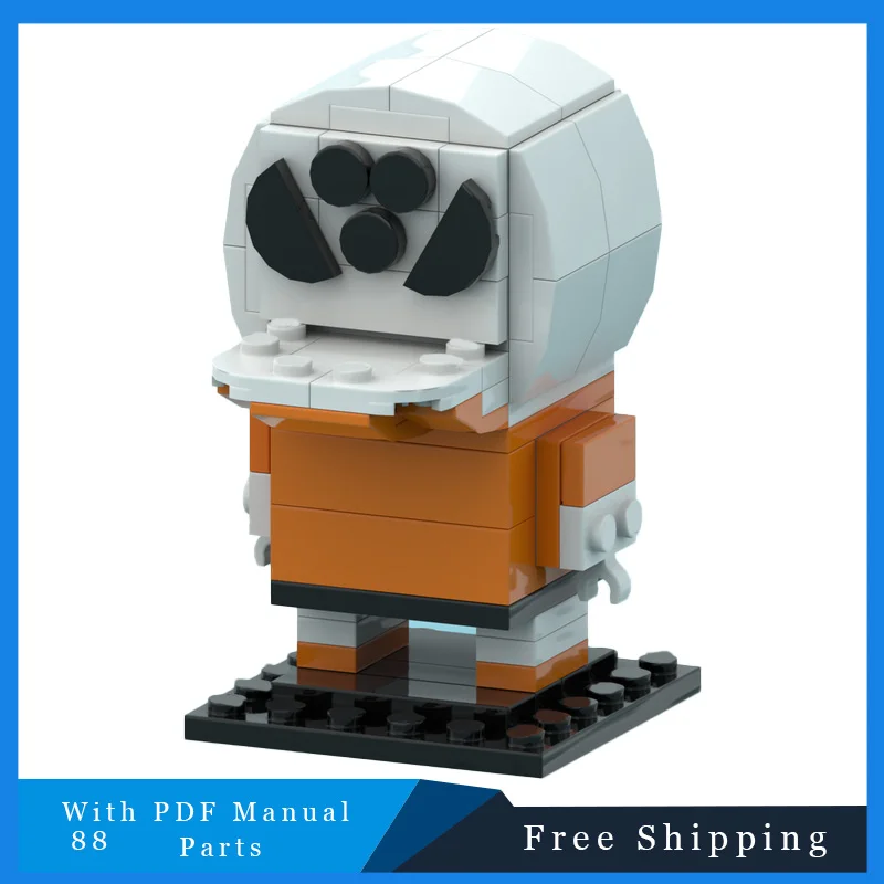 88개 부품 MOC 화이트 크리에이티브 마스코트 브릭헤드즈 블록 모델 어린이 DIY 조립 전시 장난감 축제 서프라이즈 선물