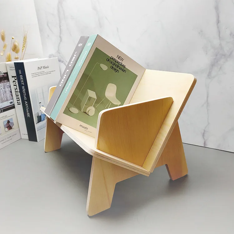 Simple Fashion Wooden Desktop Bookcase Storage Rack Creative Display Stand Home Decor Bookcase Trapezoid Bookshelf