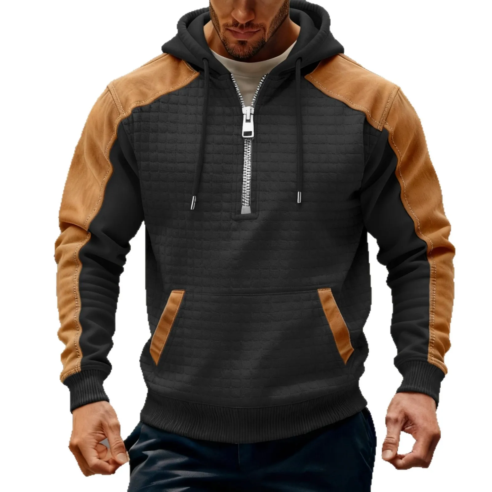 2026 New Winter and Autumn Men's Double-Layered Insulated Thick Hooded Coat, Comfortable Cardigan with Zipper Closure Jacket2026