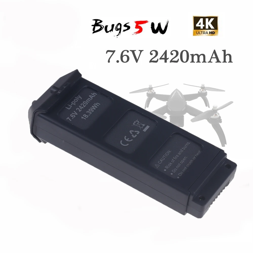 

Upgrade MJX Bugs 5W 4K 7.6V 2420mAh Li-Po Battery for MJX B5W 4K Brushless GPS RC Drone Spare Parts Accessories X5 Pro Battery