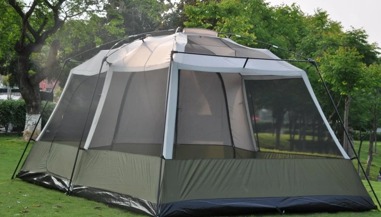 Outdoor Camping Tent Waterproof Extra Large Space 8-12 Persons Family Camping Tent With 2 Rooms 1 Living Room