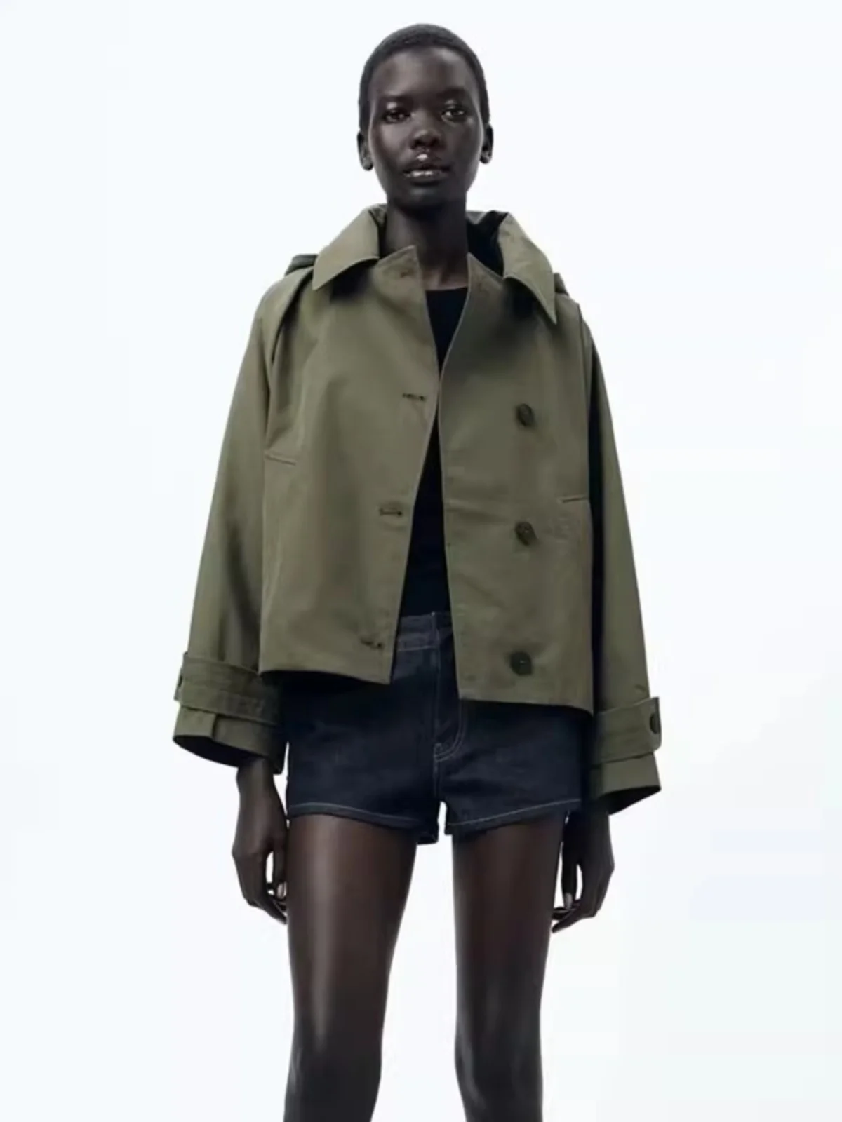 

Street Sle Loose Fit Long Sve Hooded Jaet New Autumn Women's Faionable Casual Lapel Coat Regular Length Other Material