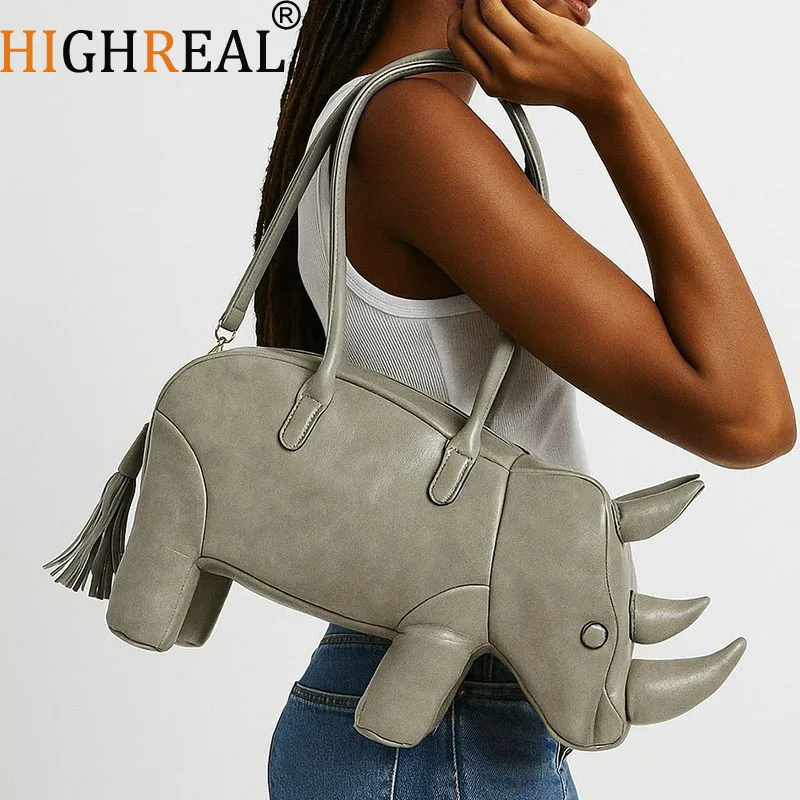 

Сумочка Черная кожаная сумка в форме носорога Сумка-тоут Вечерняя вечеринка Сумки Bolsas для женщин