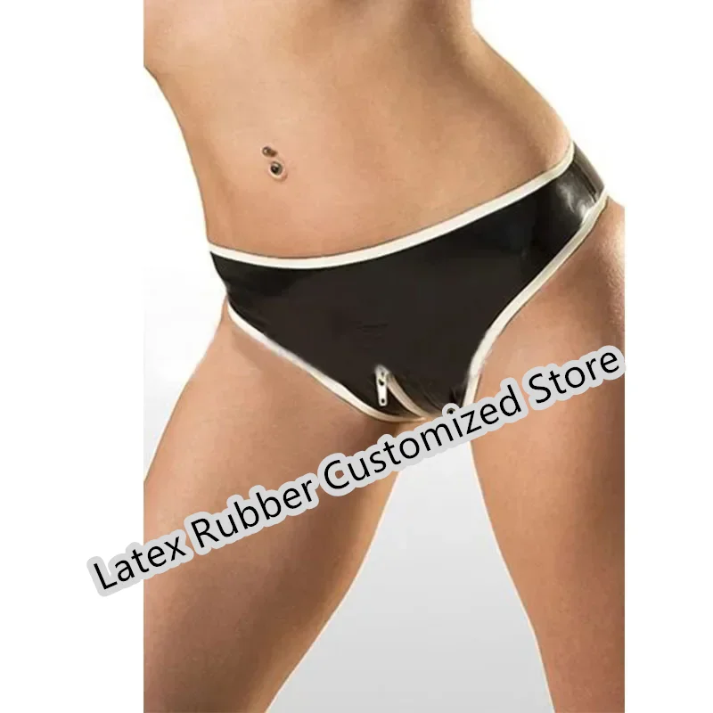 

Handmade Latex Briefs with Zip Underwear Rubber Thong Panties G-strings Shorts for Women Wear Sexy Fetish Cosplay Costumes