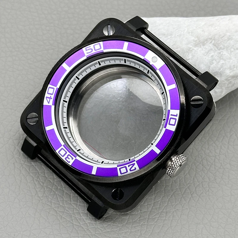 Mod 42mm Schwarzes Quadratisches Piloten-Cockpit-Gehäuse mit Transparenter Rückseite Passend für NH34 NH35 NH38 NH36 4R 7S Uhrwerk Saphirglas Uhrengehäuse-Teil – Detail 13