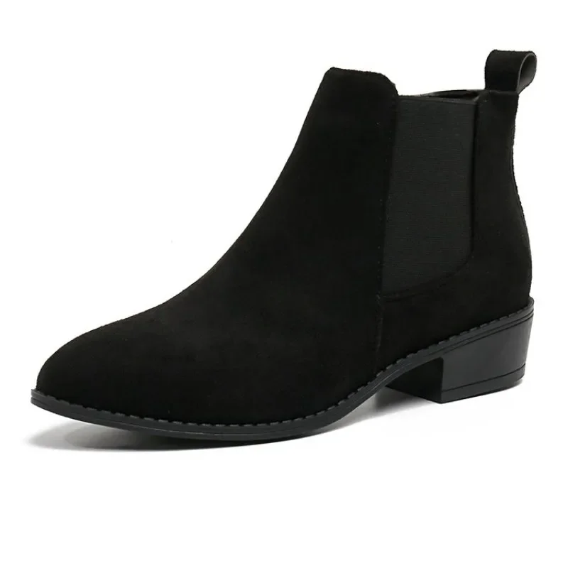 Vintage Wildleder Chelsea Boots mit Rundzehe, Seitenreißverschluss und Niedrigem Absatz - Komfortable Damen-Stiefeletten