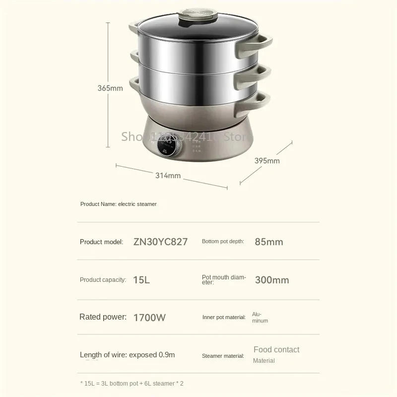 3 Layers Multifunctional Electric Steamer Cooker Food Warmer Pot Buffet Kitchen Appliance for Healthy Cooking​