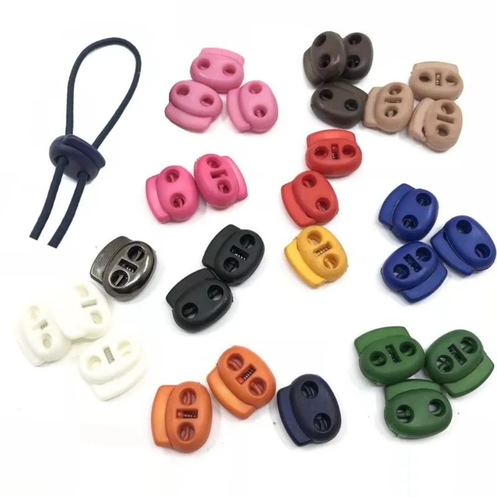 10Pcs Two Hole Cord Lock Spring Mechanism Clip Bean Toggle Clip Adjustable Shoelace Accessorie For Sportswear/Shoes/Elastic Band