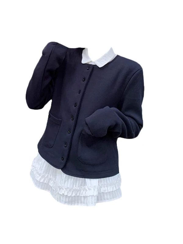 

plus Size Knitted Long Sleeve Shirt Pure Color Spring Fashion Set Casual Style Button up Collar Design Sense Outerwear
