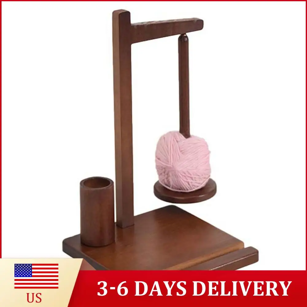 

Деревянная подставка для пряжи 3-в-1 с держателем для телефона, вращающаяся подставка для хранения клубков, диспенсер для пряжи для мамы и бабушки