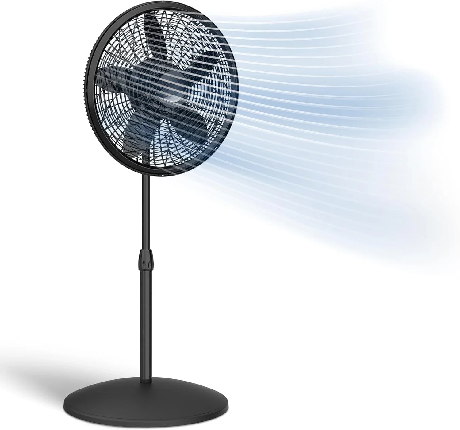 

Pedestal Fan, Oscillating Fan for Bedroom with Adjustable Height and 3 Cooling Speeds, Portable, 18", Black